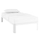 Modway Corinne Steel Modern Mattress Foundation Twin Bed Frame with Wood Slat Support in White