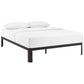 Modway Corinne Steel Modern Mattress Foundation Queen Bed Frame with Wood Slat Support in Brown