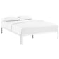 Modway Corinne Steel Modern Mattress Foundation Queen Bed Frame with Wood Slat Support in White