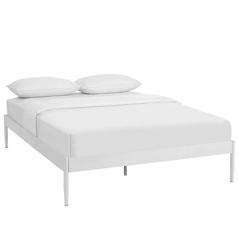 Modway Elsie Modern Metal Full Platform Bed Frame Mattress Foundation with Slat Support in White