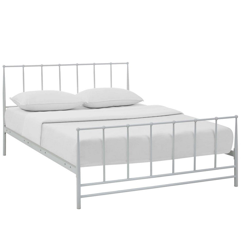 Modway Estate Steel Metal King Platform Bed With Metal Slat Support in White