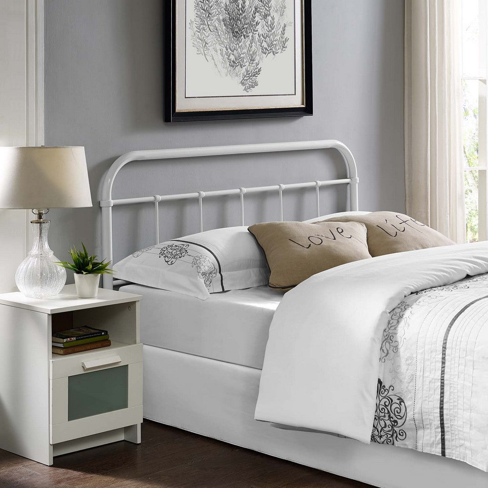 Modway Serena Rustic Farmhouse Style Steel Metal White Headboard Size Queen MDY-MOD-5536-WHI