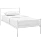 Modway Alina Platform Stainless Steel Metal Twin Size Bed Frame With Headboard in White