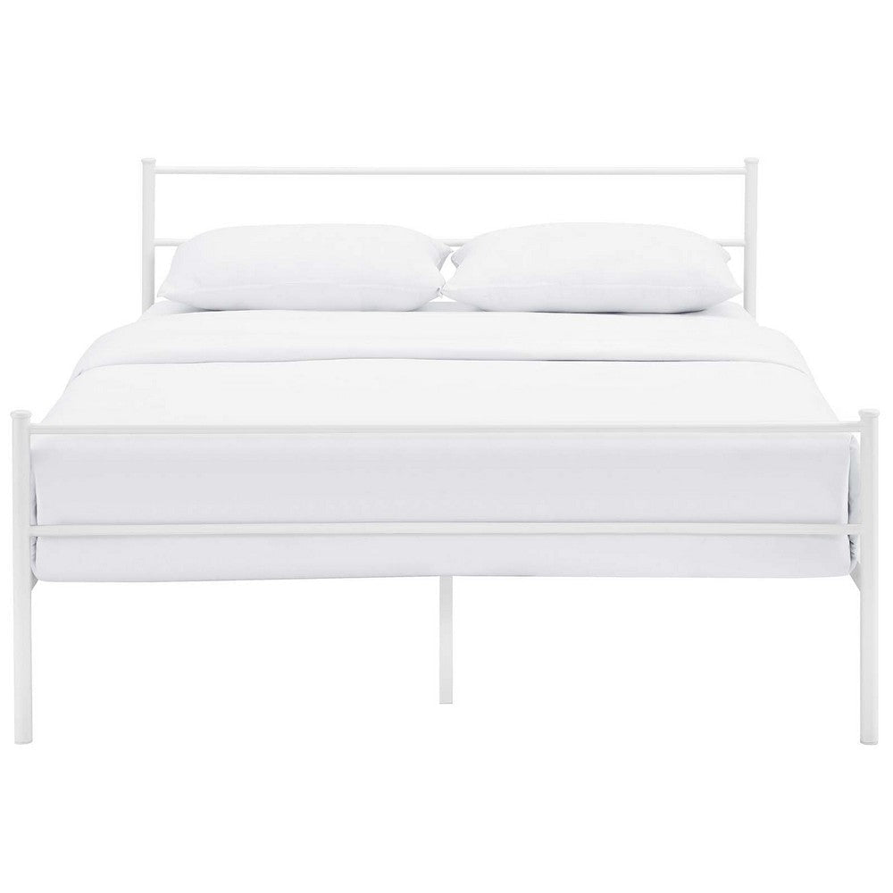 Modway Alina Full Size Platform Bed Frame With Headboard In White MDY-MOD-5552-WHI-SET