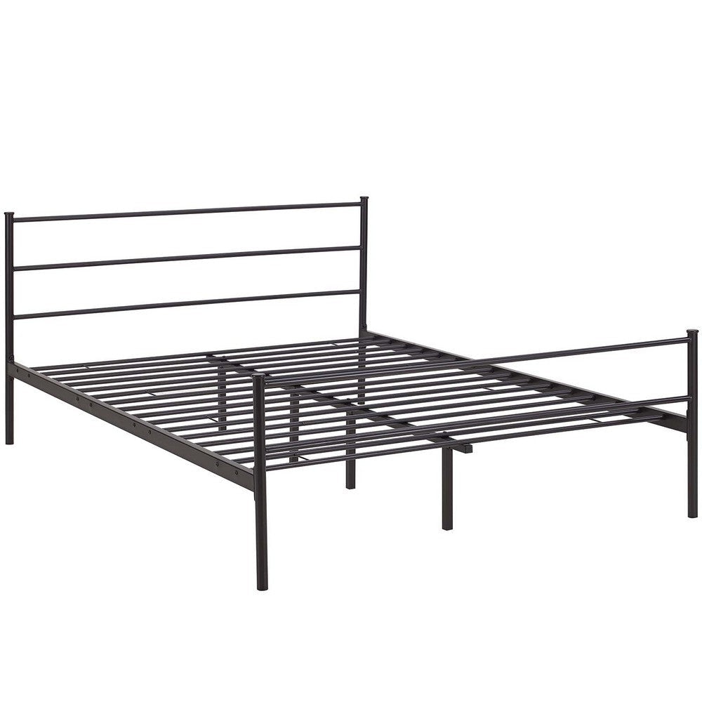 Modway Alina Queen Size Platform Bed Frame With Headboard In Brown MDY-MOD-5553-BRN-SET