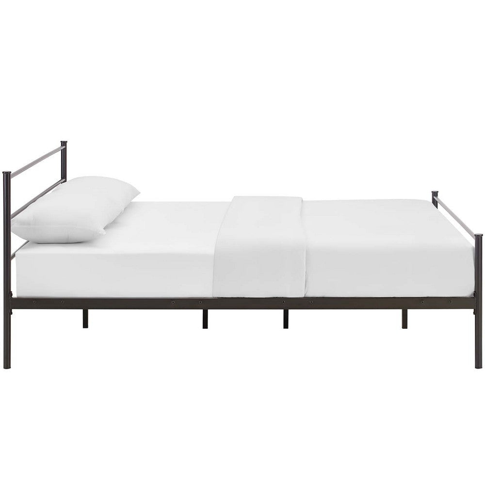 Modway Alina Queen Size Platform Bed Frame With Headboard In Brown MDY-MOD-5553-BRN-SET