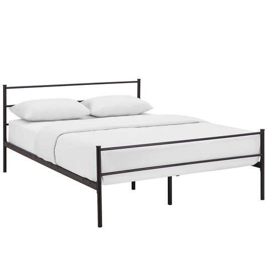 Modway Alina Queen Size Platform Bed Frame With Headboard In Brown