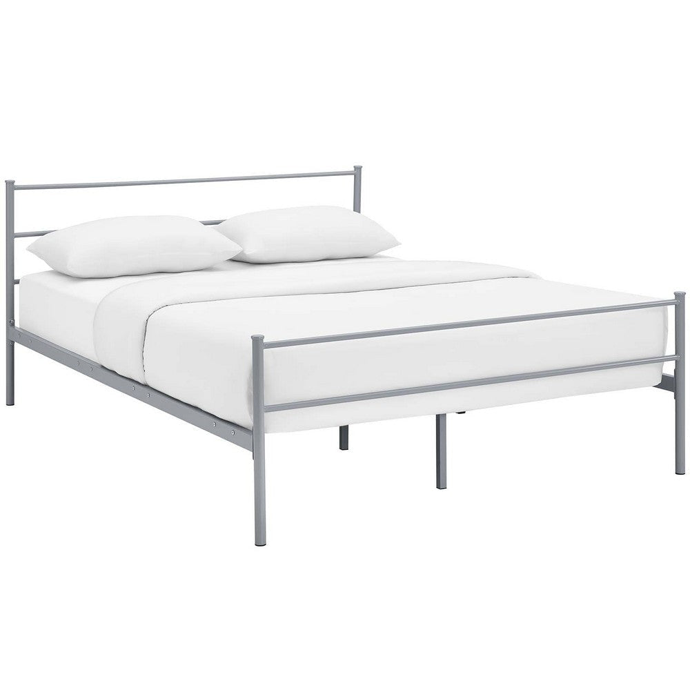 Modway Alina Queen Size Platform Bed Frame With Headboard In Gray MDY-MOD-5553-GRY-SET