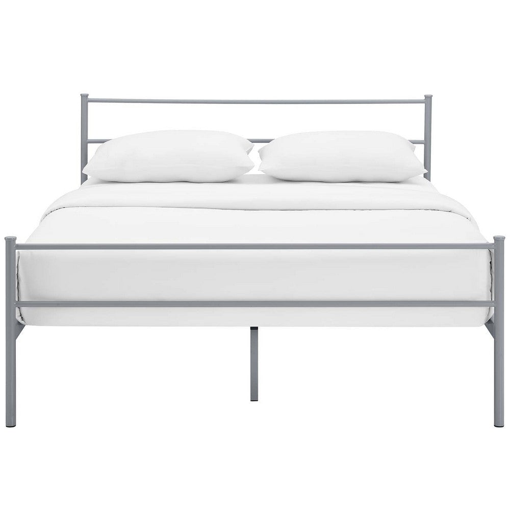 Modway Alina Queen Size Platform Bed Frame With Headboard In Gray MDY-MOD-5553-GRY-SET