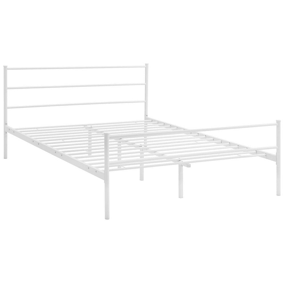 Modway Alina Queen Size Platform Bed Frame With Headboard In White MDY-MOD-5553-WHI-SET