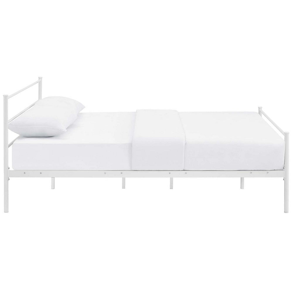 Modway Alina Queen Size Platform Bed Frame With Headboard In White MDY-MOD-5553-WHI-SET