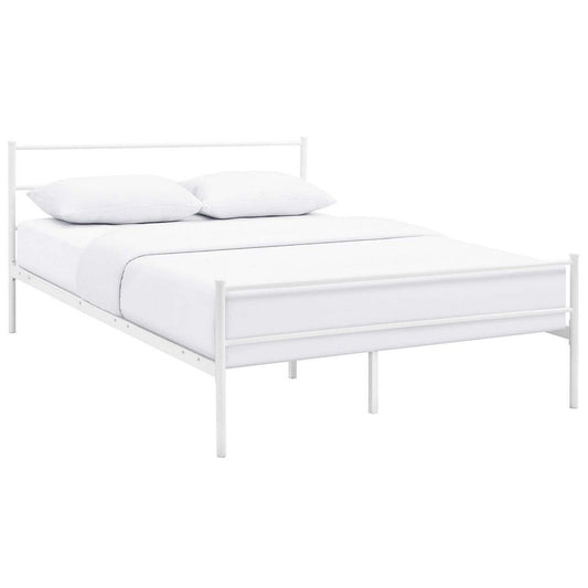 Modway Alina Queen Size Platform Bed Frame With Headboard In White