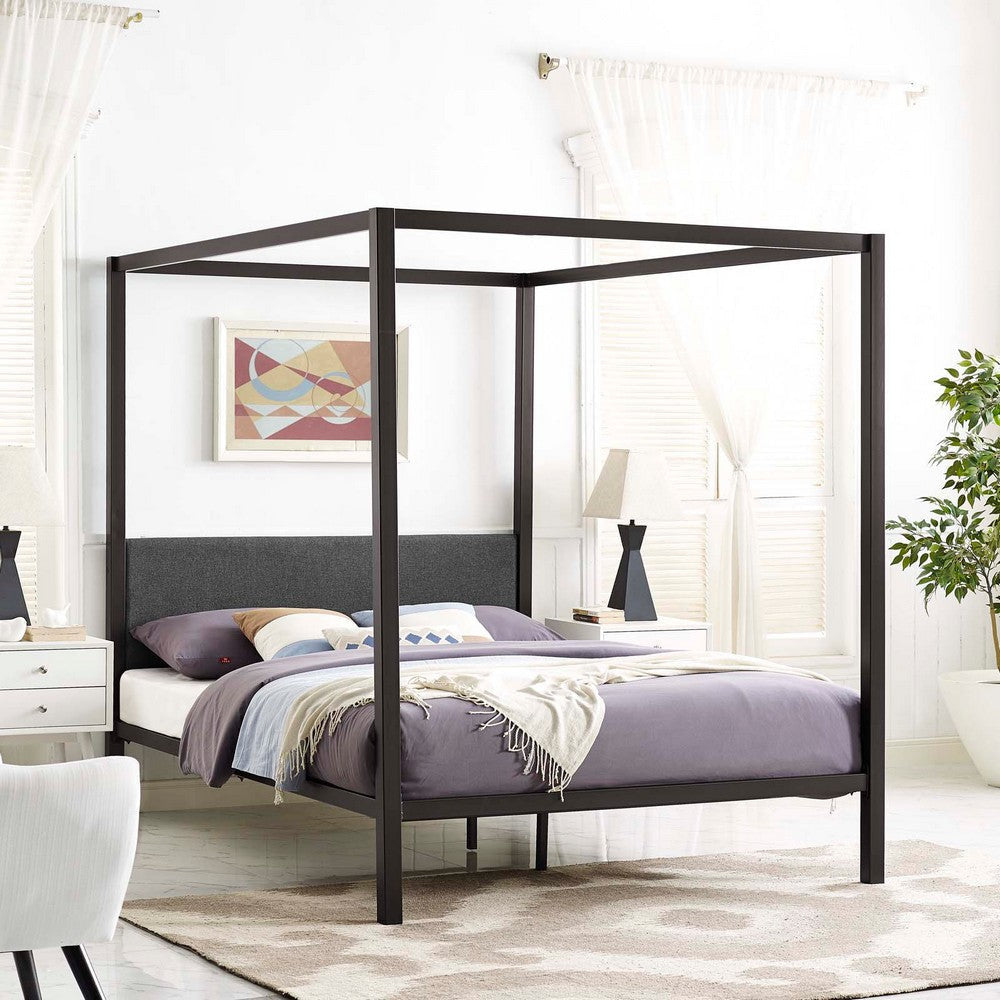 Raina Queen Canopy Bed Frame Brown Gray - No Shipping Charges MDY-MOD-5570-BRN-GRY