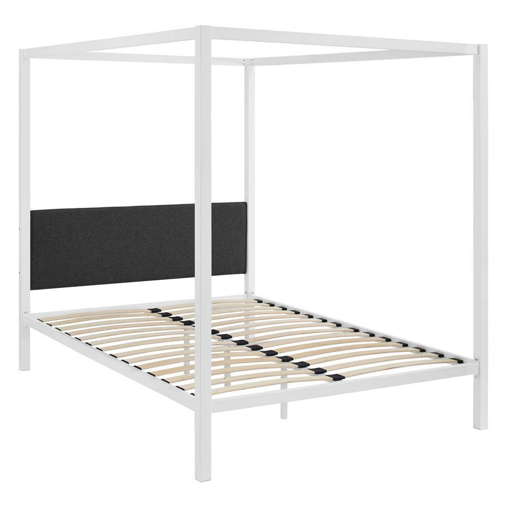 Raina Queen Canopy Bed Frame White Gray - No Shipping Charges MDY-MOD-5570-WHI-GRY