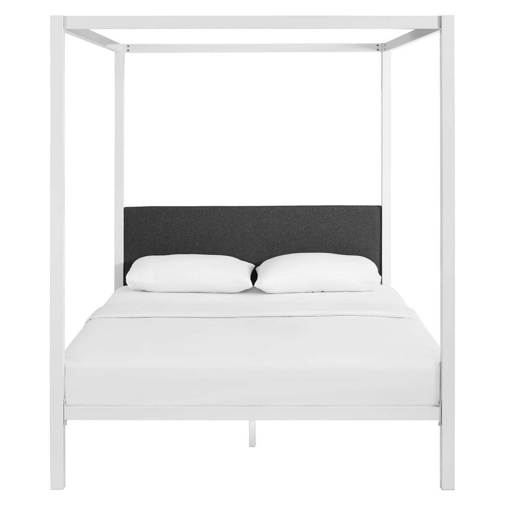 Raina Queen Canopy Bed Frame White Gray - No Shipping Charges MDY-MOD-5570-WHI-GRY