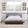 Modway Freja Upholstered Queen Platform Bed with Wood Slat Support in Walnut Gray MDY-MOD-5721-WAL-GRY-SET