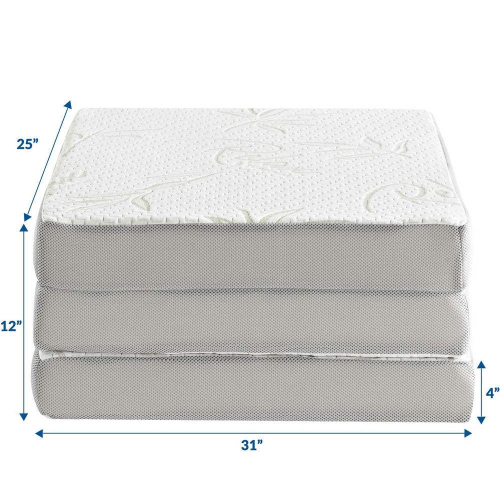 Relax Tri-Fold Mattress White - No Shipping Charges MDY-MOD-5781-WHI