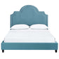 Modway Primrose Performance Velvet Queen Platform Bed With Nailhead Trim in Sea Blue MDY-MOD-5812-SEA