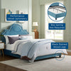 Modway Primrose Performance Velvet Queen Platform Bed With Nailhead Trim in Sea Blue MDY-MOD-5812-SEA