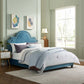 Modway Primrose Performance Velvet Queen Platform Bed With Nailhead Trim in Sea Blue MDY-MOD-5812-SEA