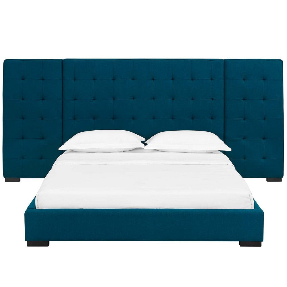 Modway Sierra Tufted Upholstered Fabric Queen Platform Bed Frame With Headboard In Azure MDY-MOD-5818-AZU