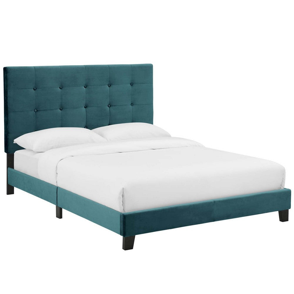 Melanie Full Tufted Button Upholstered Performance Velvet Platform Bed - No Shipping Charges