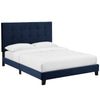 Modway Melanie Performance Velvet Upholstered Tufted Queen Platform Bed in Midnight Blue