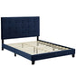 Modway Melanie Performance Velvet Upholstered Tufted King Platform Bed in Midnight Blue MDY-MOD-5823-MID