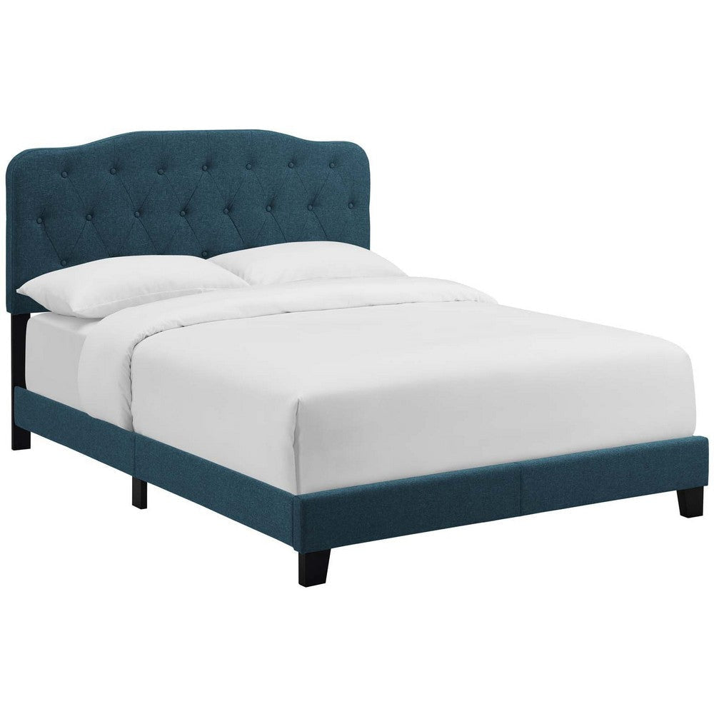 Modway Amelia Tufted Fabric Upholstered Queen Platform Bed in Azure