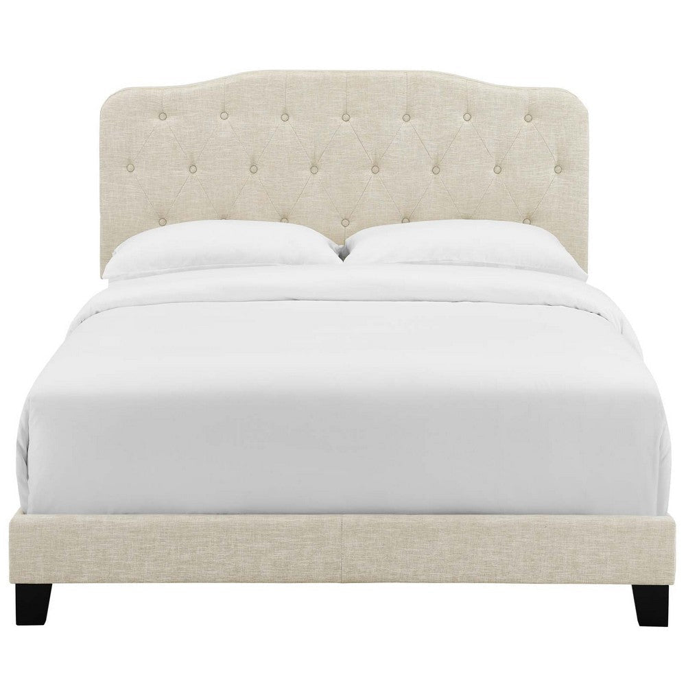 Modway Amelia Tufted Fabric Upholstered Queen Platform Bed in Beige MDY-MOD-5840-BEI