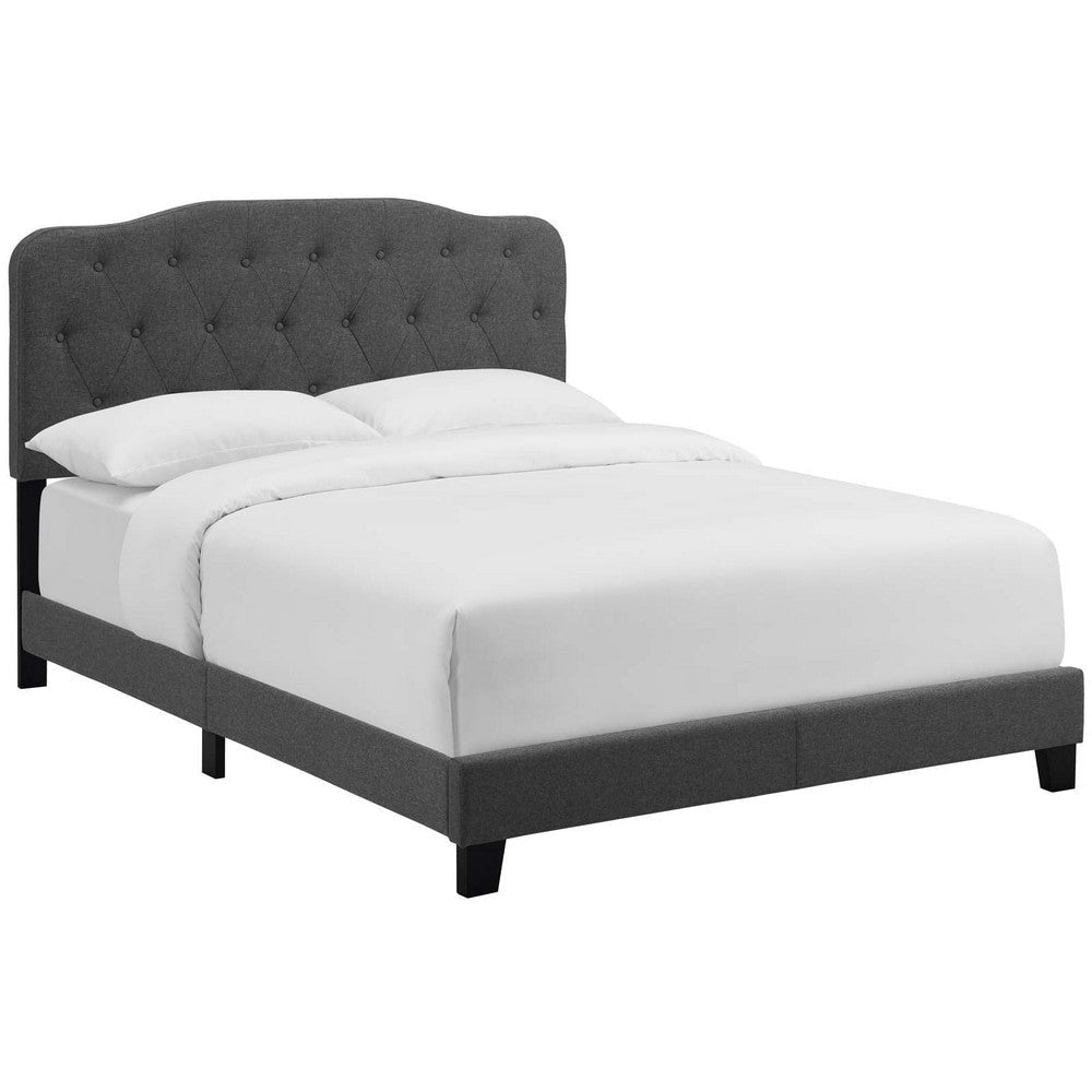 Modway Amelia Tufted Fabric Upholstered King Platform Bed in Gray