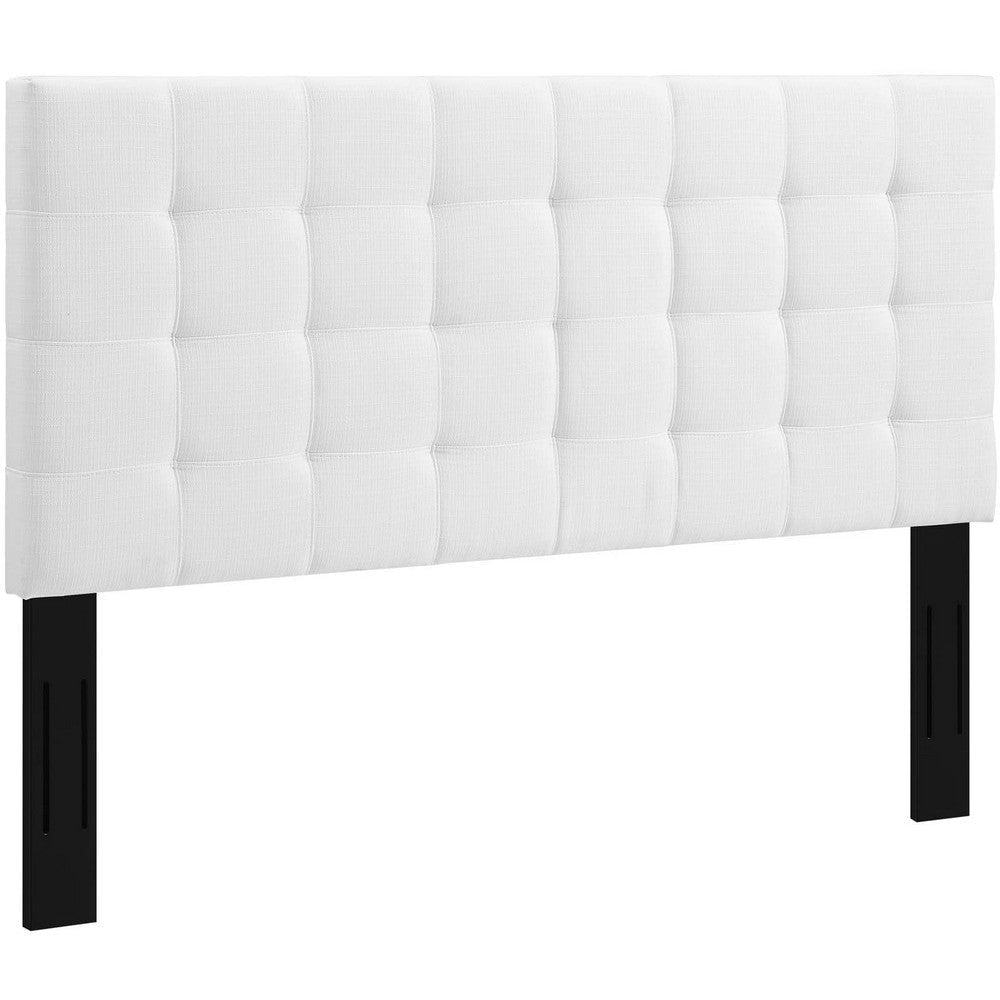 Paisley Tufted Full / Queen Upholstered Linen Fabric Headboard - No Shipping Charges MDY-MOD-5852-WHI