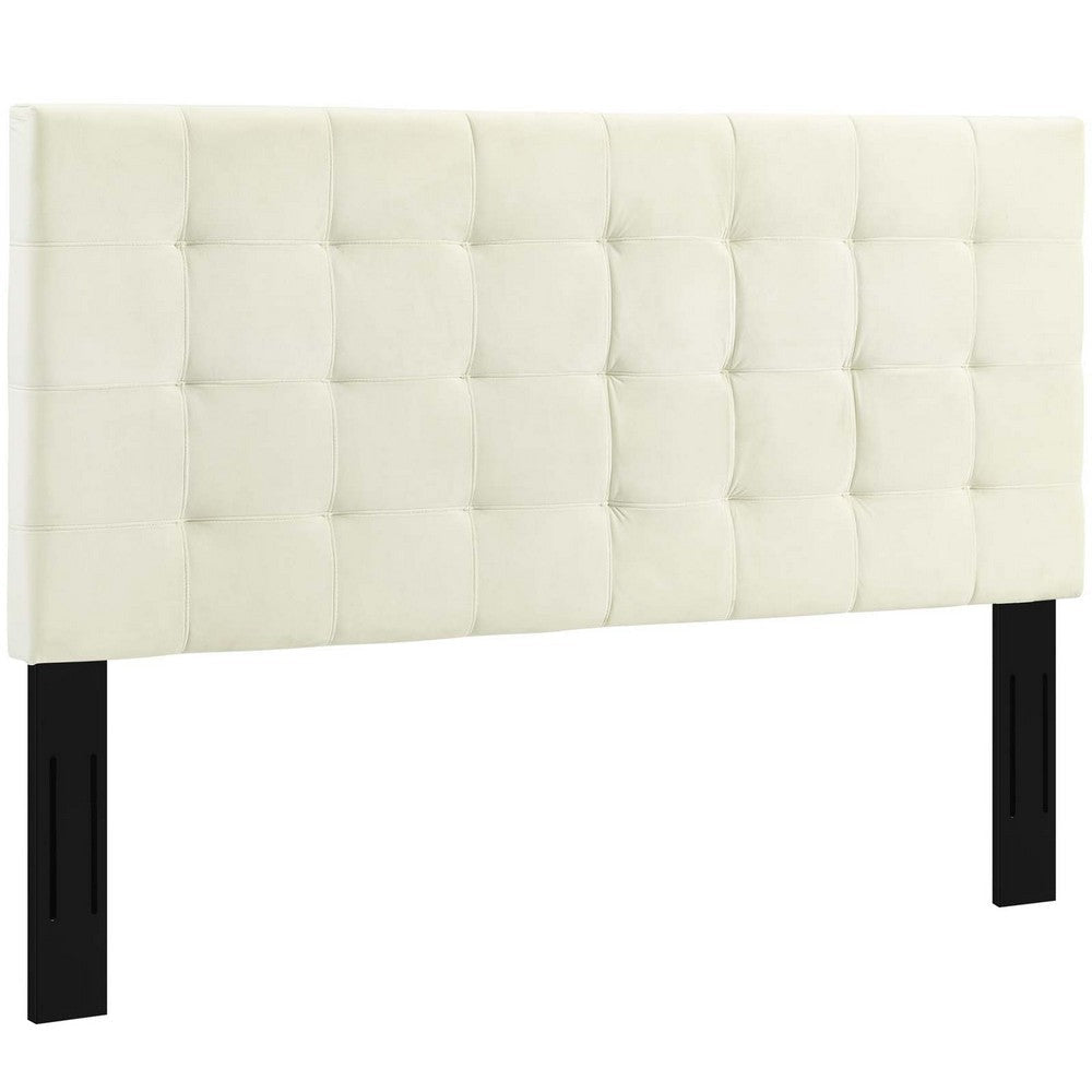 Modway Paisley Upholstered Biscuit Tufted Performance Velvet Full / Queen Headboard Size in Ivory MDY-MOD-5853-IVO