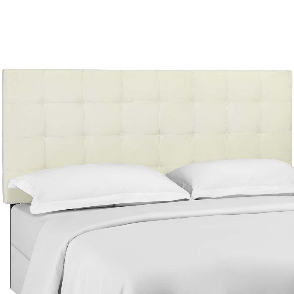 Modway Paisley Upholstered Biscuit Tufted Performance Velvet Full / Queen Headboard Size in Ivory