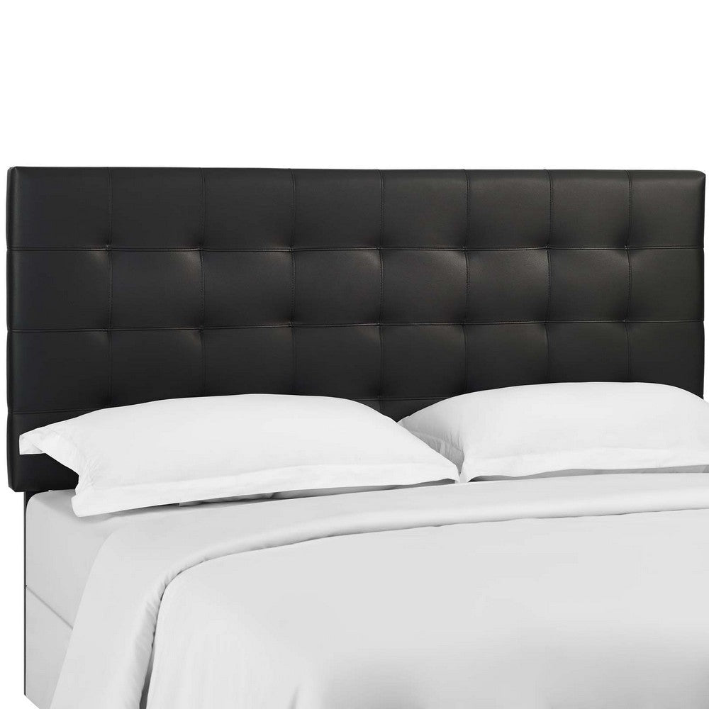 Modway Paisley Upholstered Tufted Faux Leather Full / Queen Headboard Size in Black