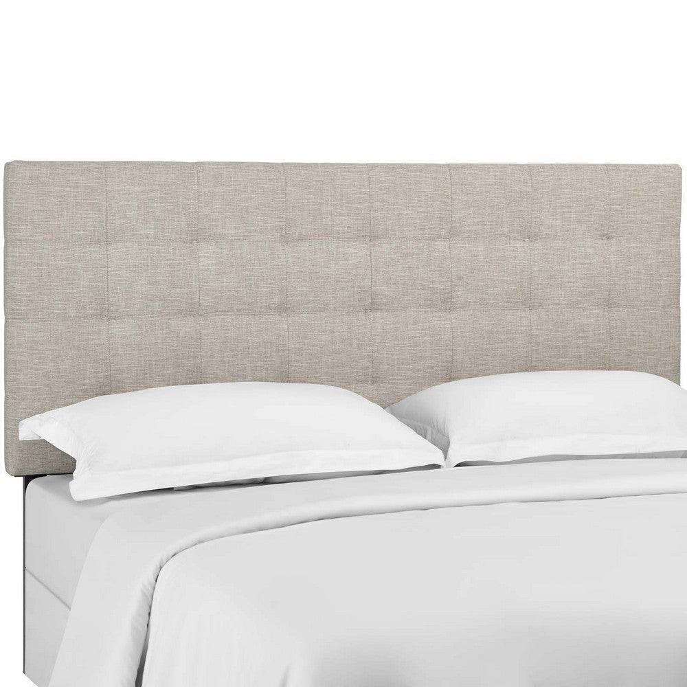 Modway Paisley Upholstered Tufted Linen Fabric King and California King Headboard Size in Beige