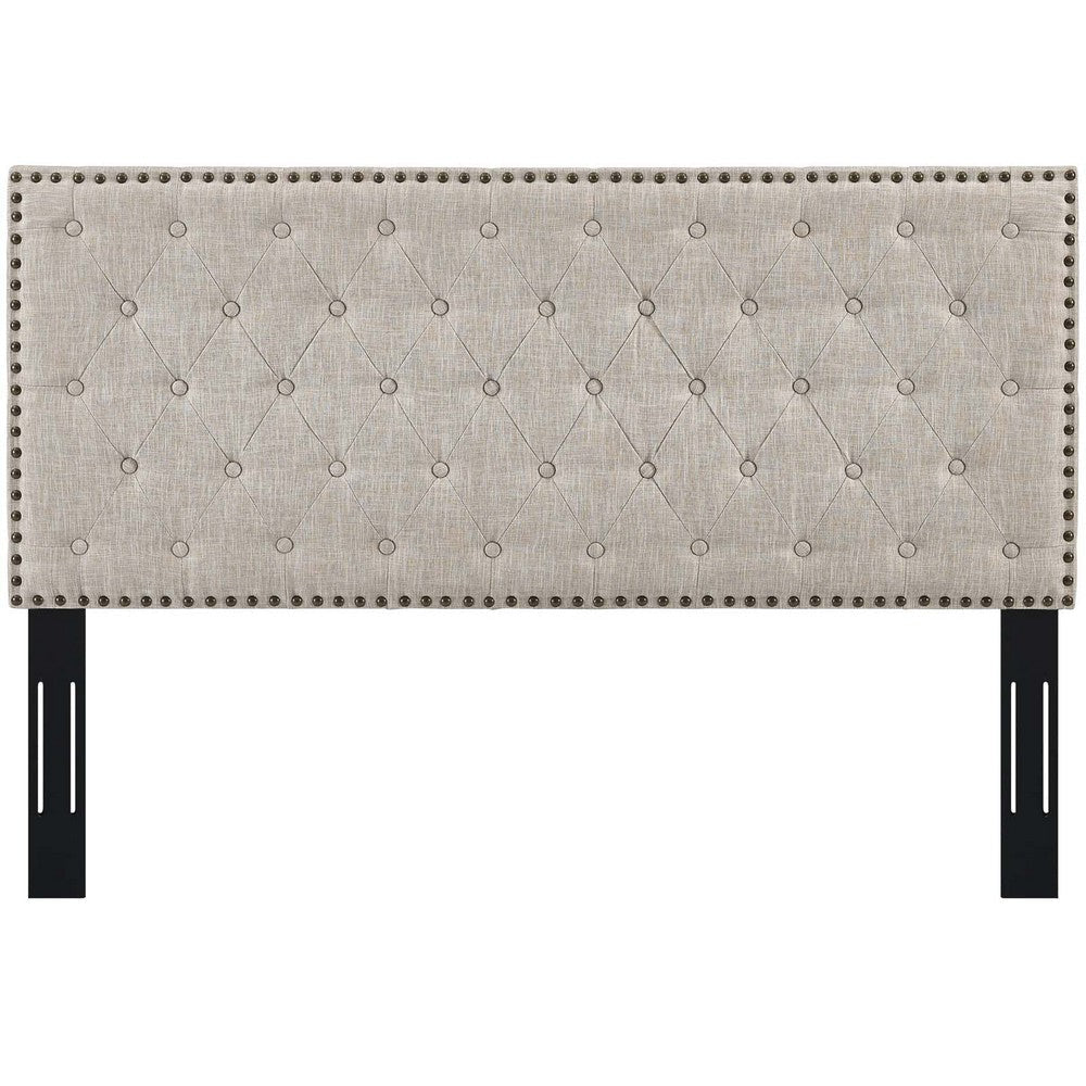 Helena Tufted Twin Upholstered Linen Fabric Headboard - No Shipping Charges MDY-MOD-5858-BEI