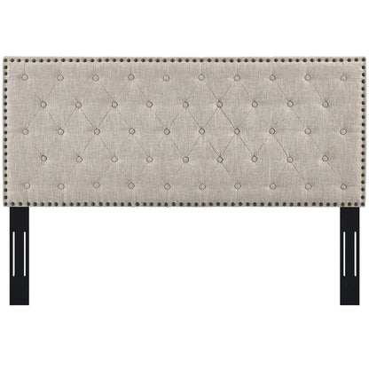 Helena Tufted Twin Upholstered Linen Fabric Headboard - No Shipping Charges MDY-MOD-5858-BEI