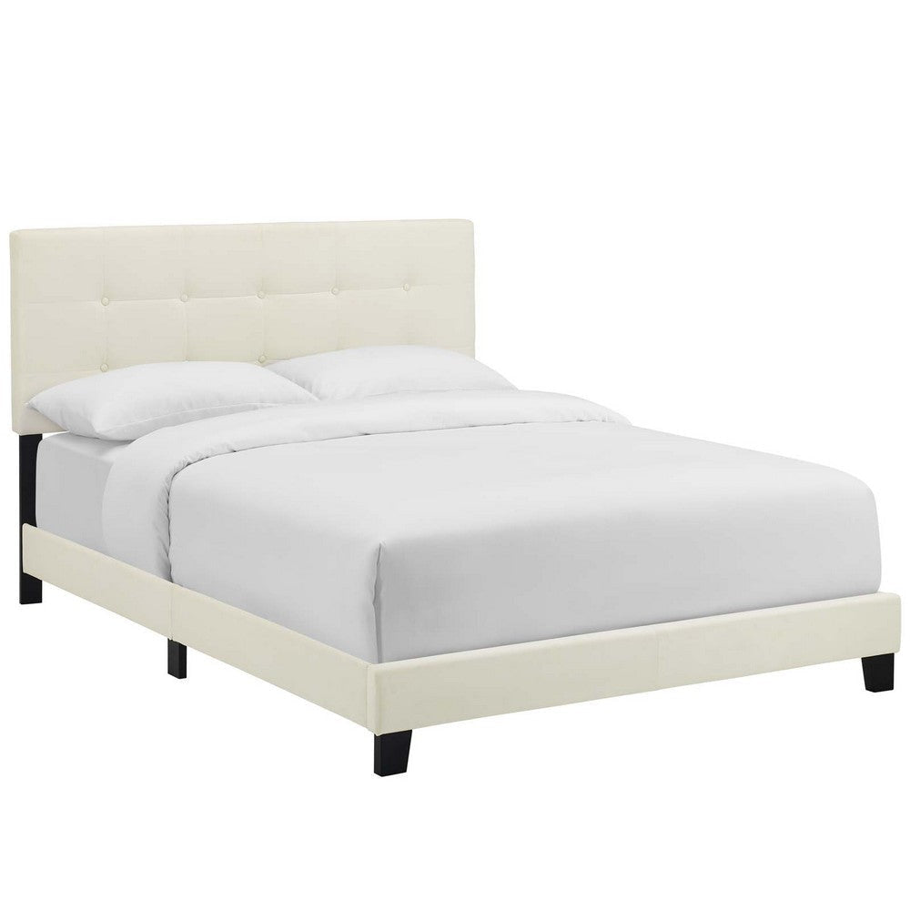 Modway Amira Tufted Performance Velvet Upholstered Full Bed in Ivory