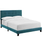 Modway MOD-5859-SEA Amira Tufted Performance Velvet Upholstered Full Bed in Sea Blue