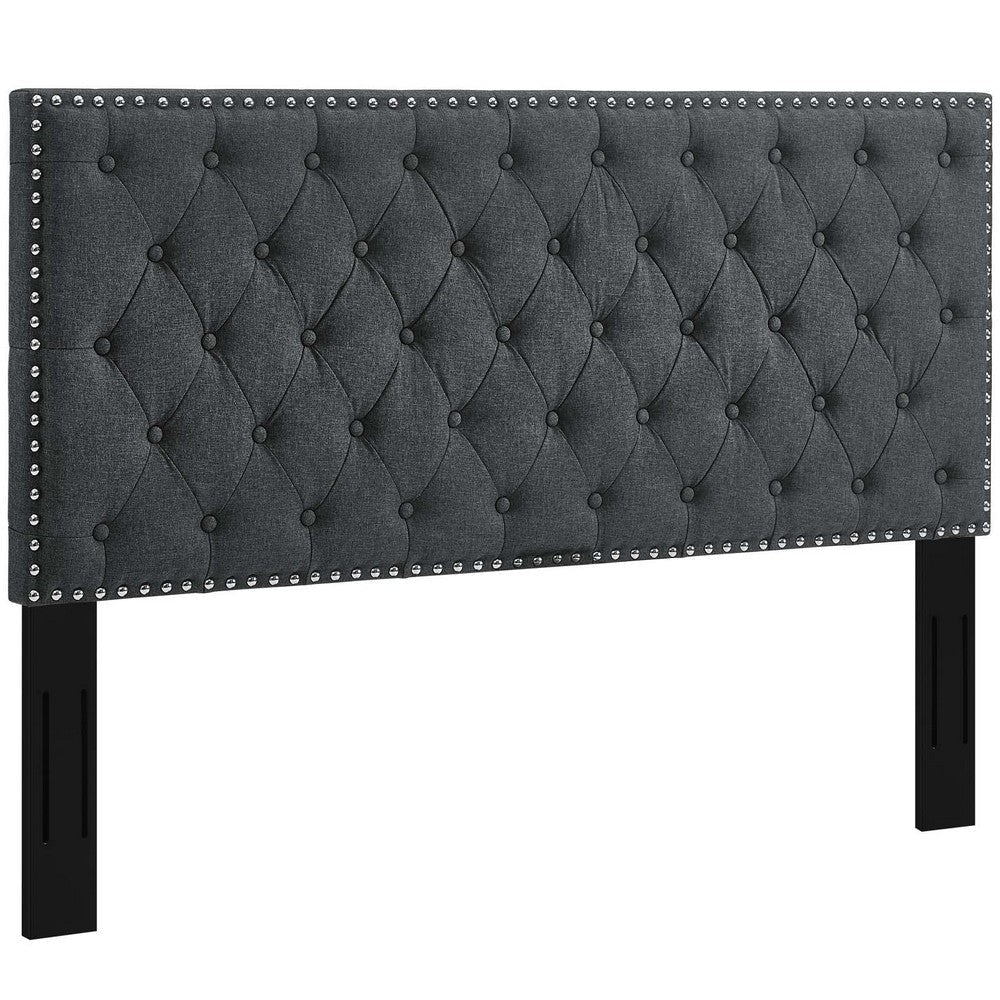 Helena Tufted Full / Queen Upholstered Linen Fabric Headboard - No Shipping Charges MDY-MOD-5860-GRY