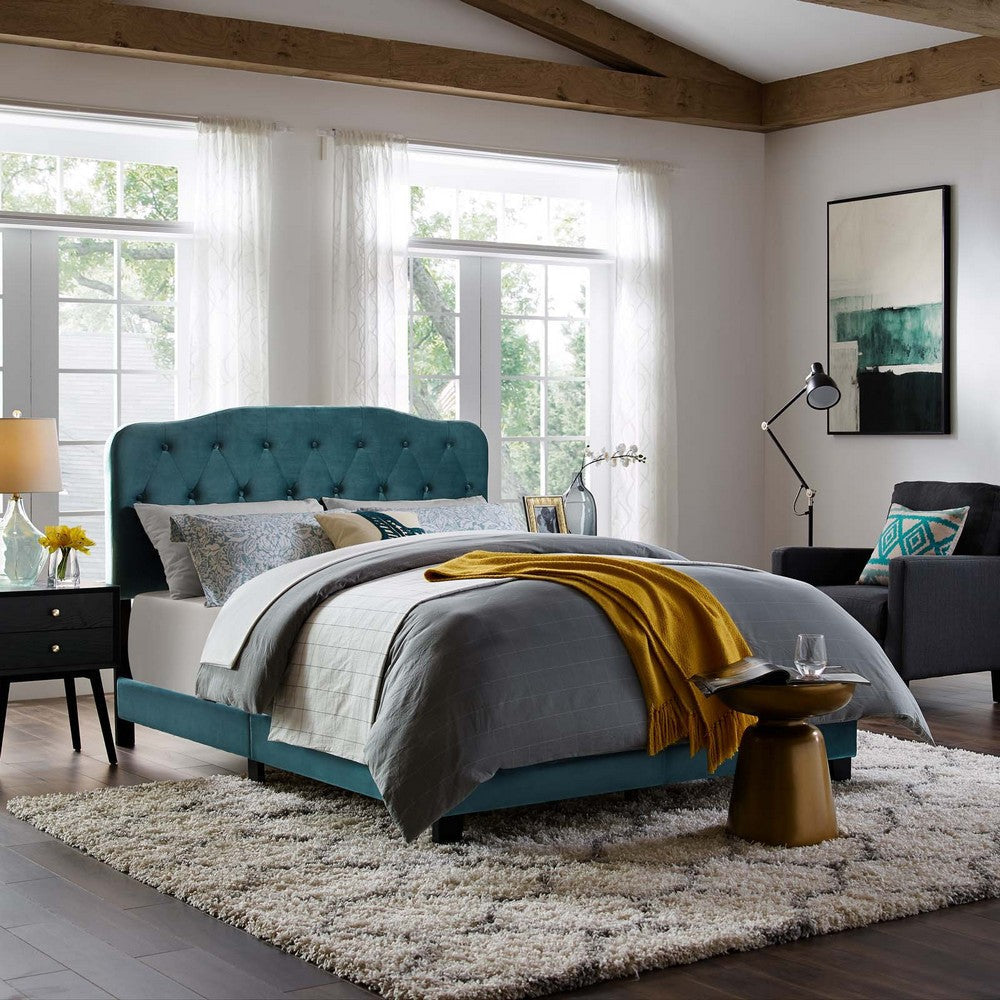 Amelia Full Upholstered Velvet Bed - No Shipping Charges MDY-MOD-5863-SEA