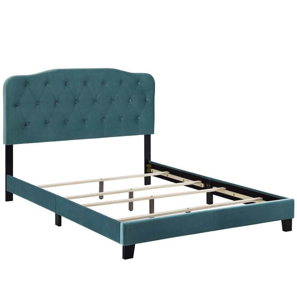 Amelia Queen Upholstered Velvet Bed - No Shipping Charges MDY-MOD-5864-SEA