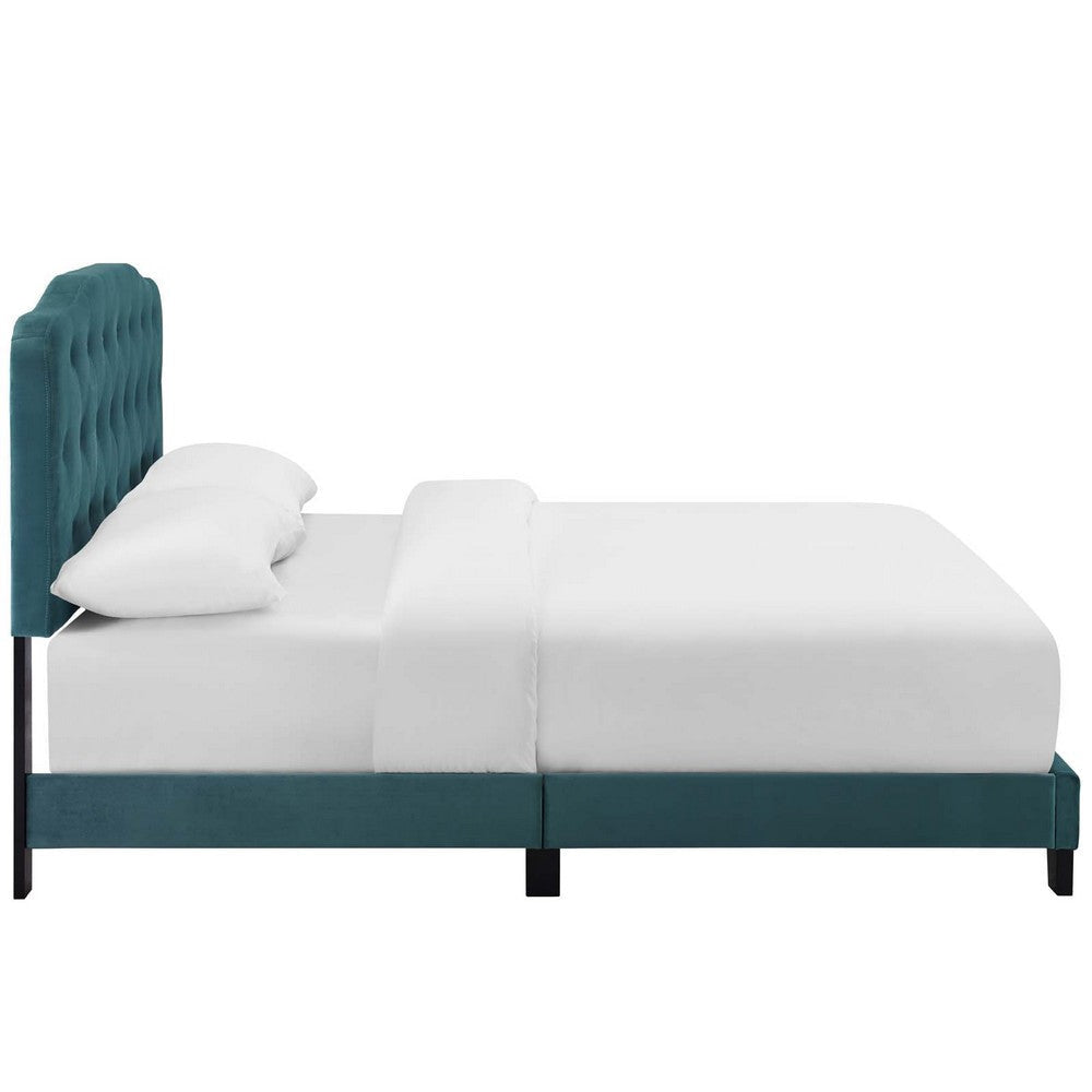 Amelia Queen Upholstered Velvet Bed - No Shipping Charges MDY-MOD-5864-SEA