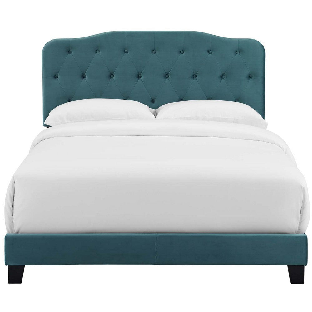 Amelia Queen Upholstered Velvet Bed - No Shipping Charges MDY-MOD-5864-SEA