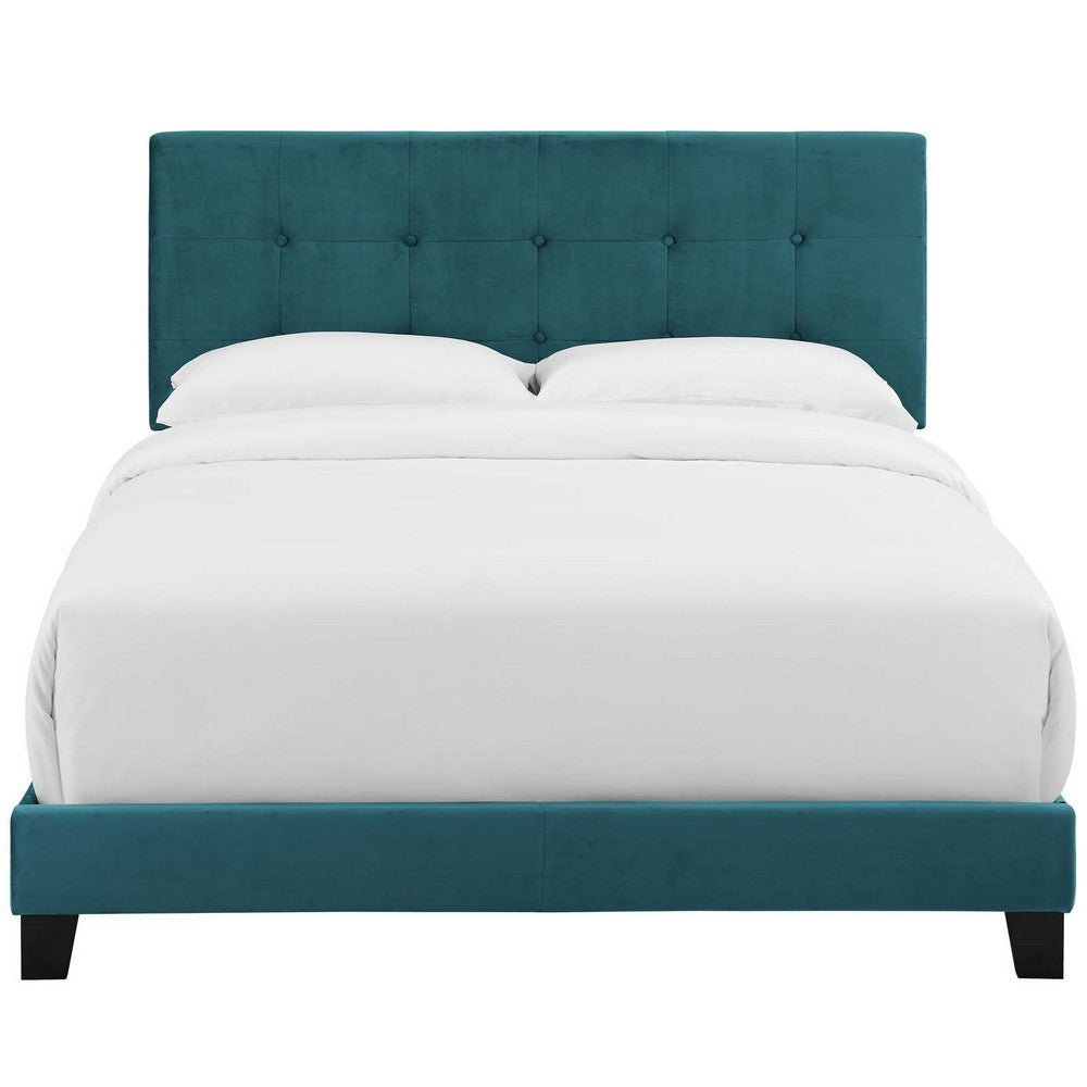 Amira Queen Upholstered Velvet Bed - No Shipping Charges MDY-MOD-5867-SEA