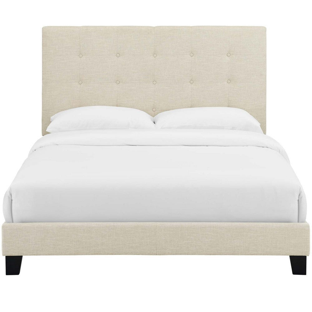 Melanie Full Tufted Button Upholstered Fabric Platform Bed - No Shipping Charges MDY-MOD-5878-BEI