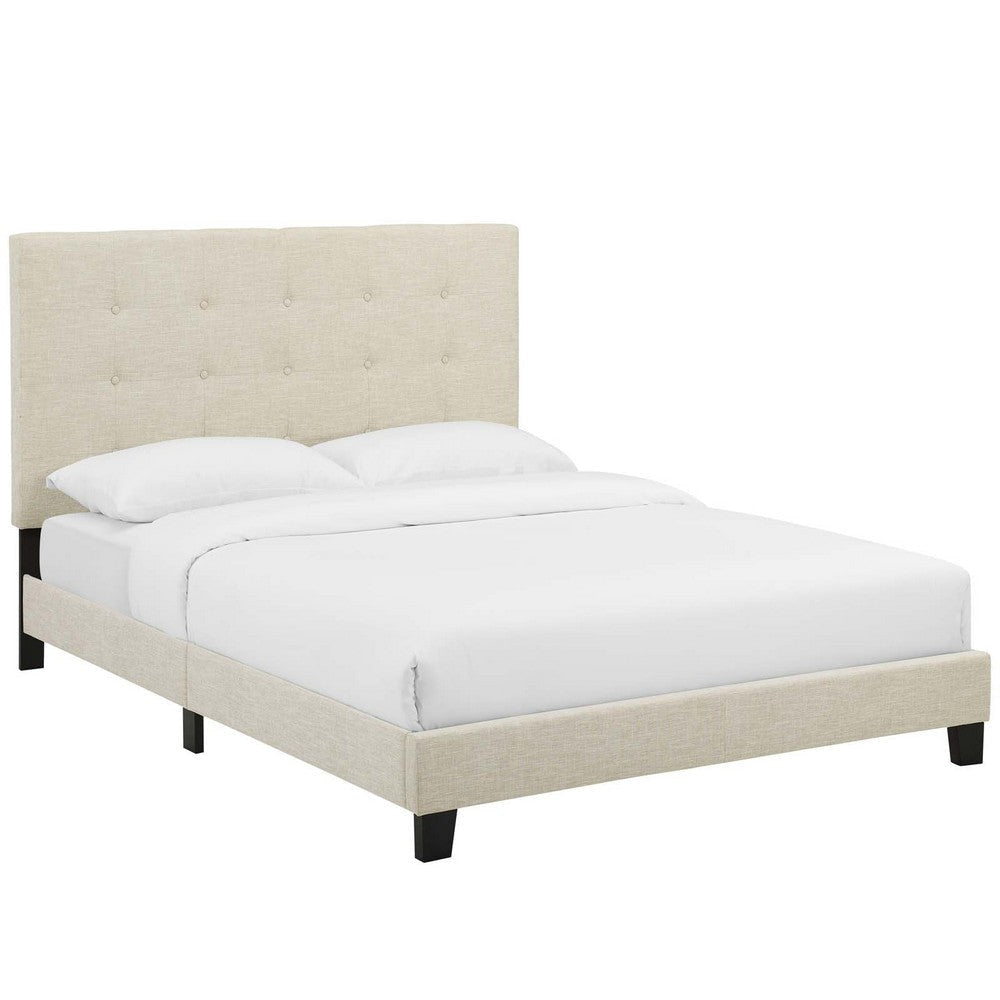 Melanie Full Tufted Button Upholstered Fabric Platform Bed - No Shipping Charges MDY-MOD-5878-BEI