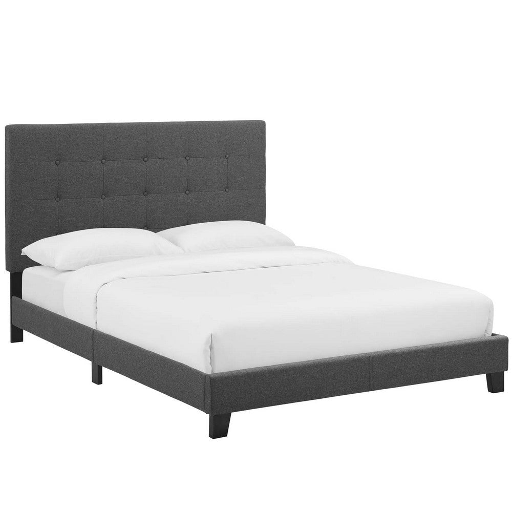 Modway Melanie Tufted Fabric Upholstered Full Platform Bed in Gray