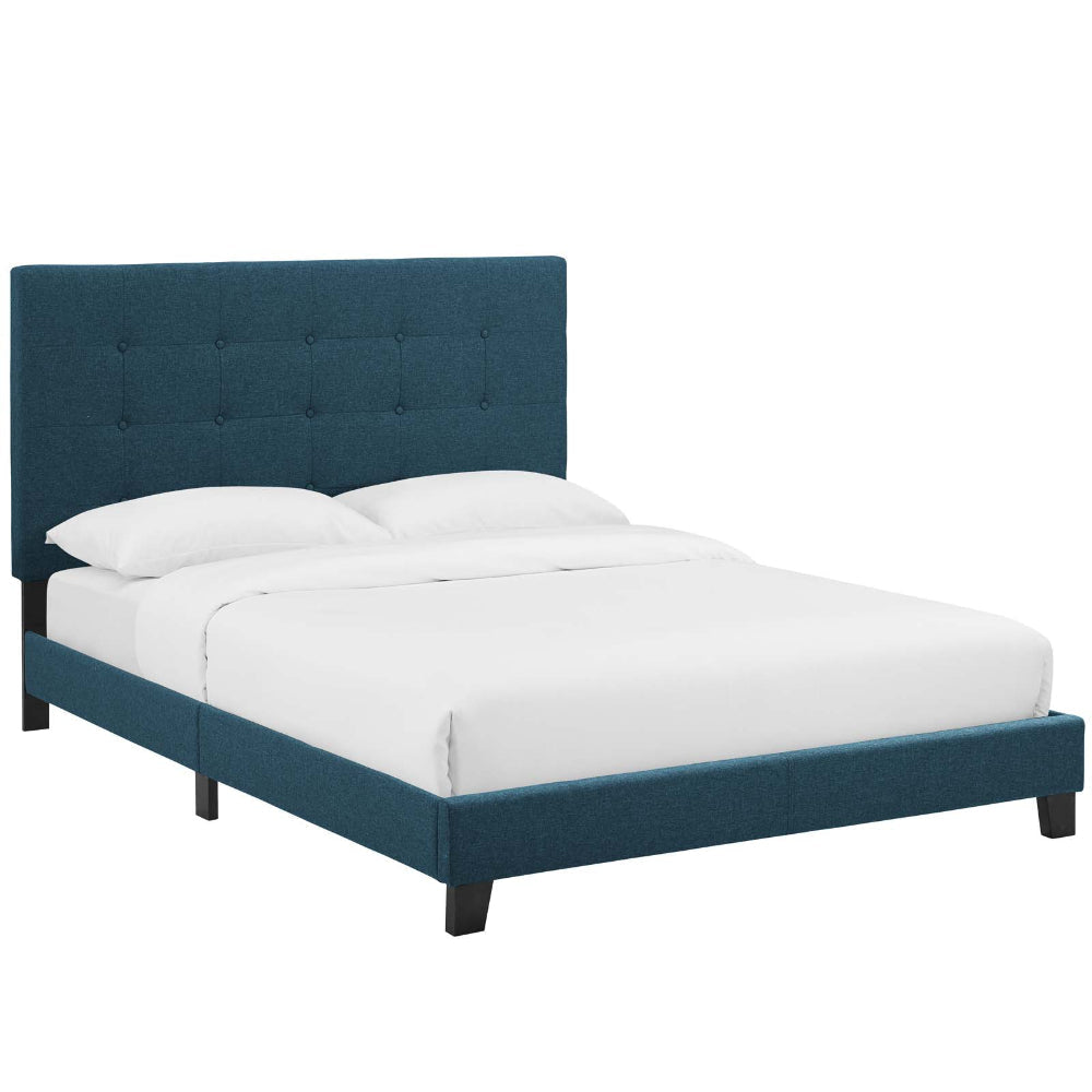 Melanie Queen Tufted Button Upholstered Fabric Platform Bed MDY-MOD-5879-AZU